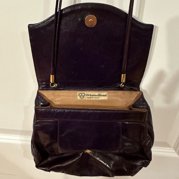 Vintage Ottorino Bossi iItalian Leather Crossbody Purse Small Handbag Purple Bag - Picture 6 of 14